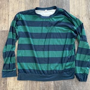 Navy blue & green striped long sleeved shirt